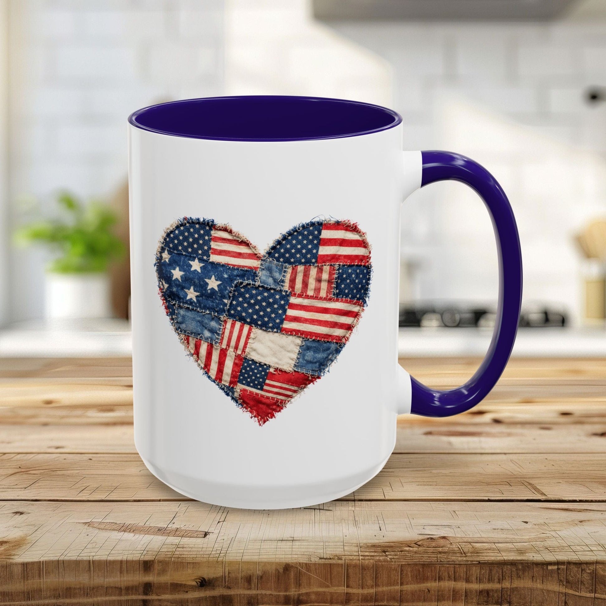 American Flag Patchwork Heart Mug (11/15oz)