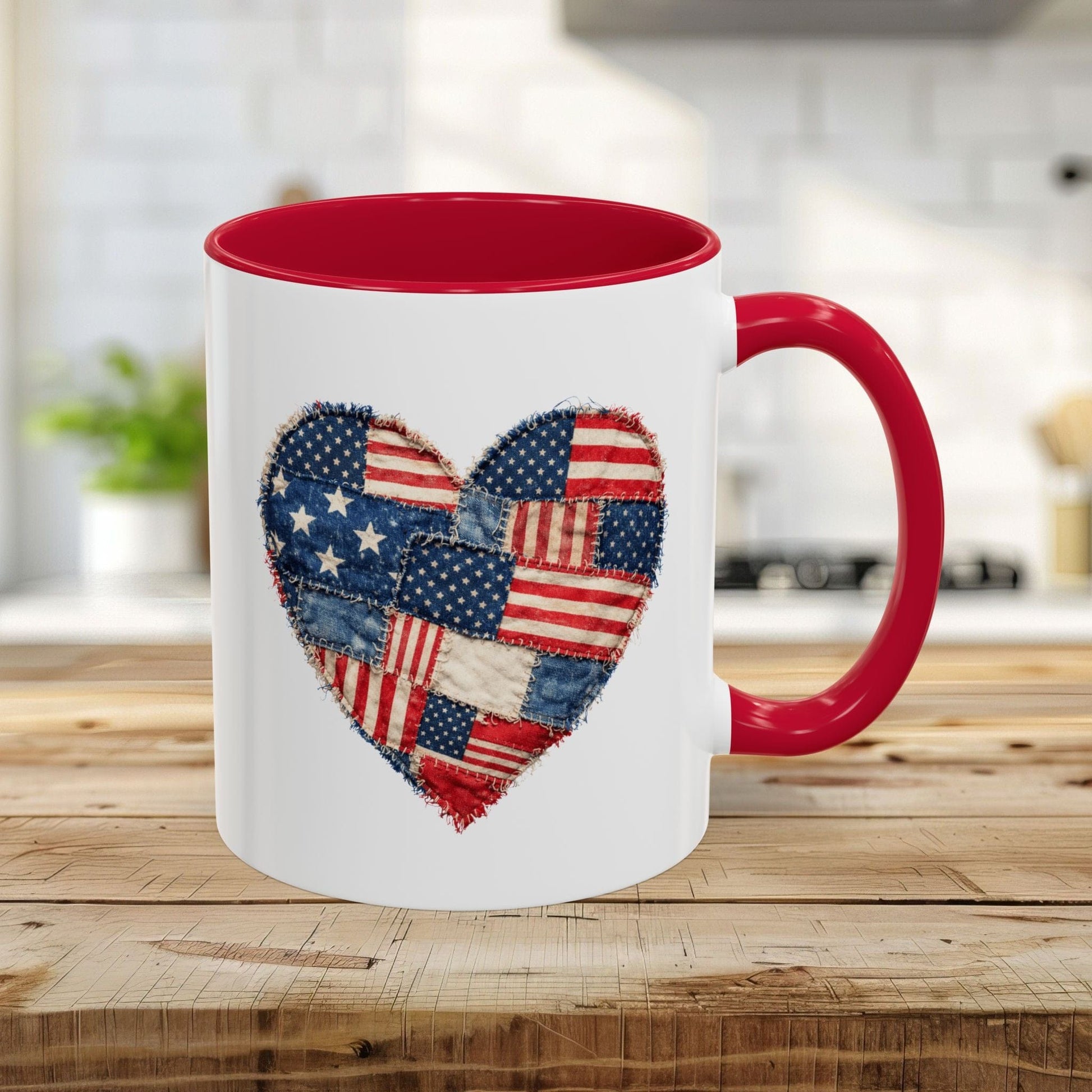 American Flag Patchwork Heart Mug (11/15oz)