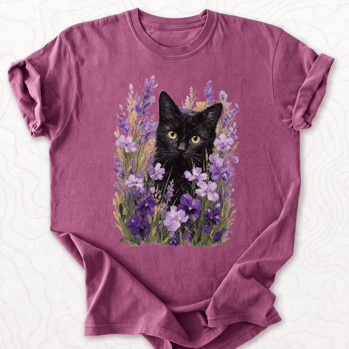 Floral Black Cat T-shirt