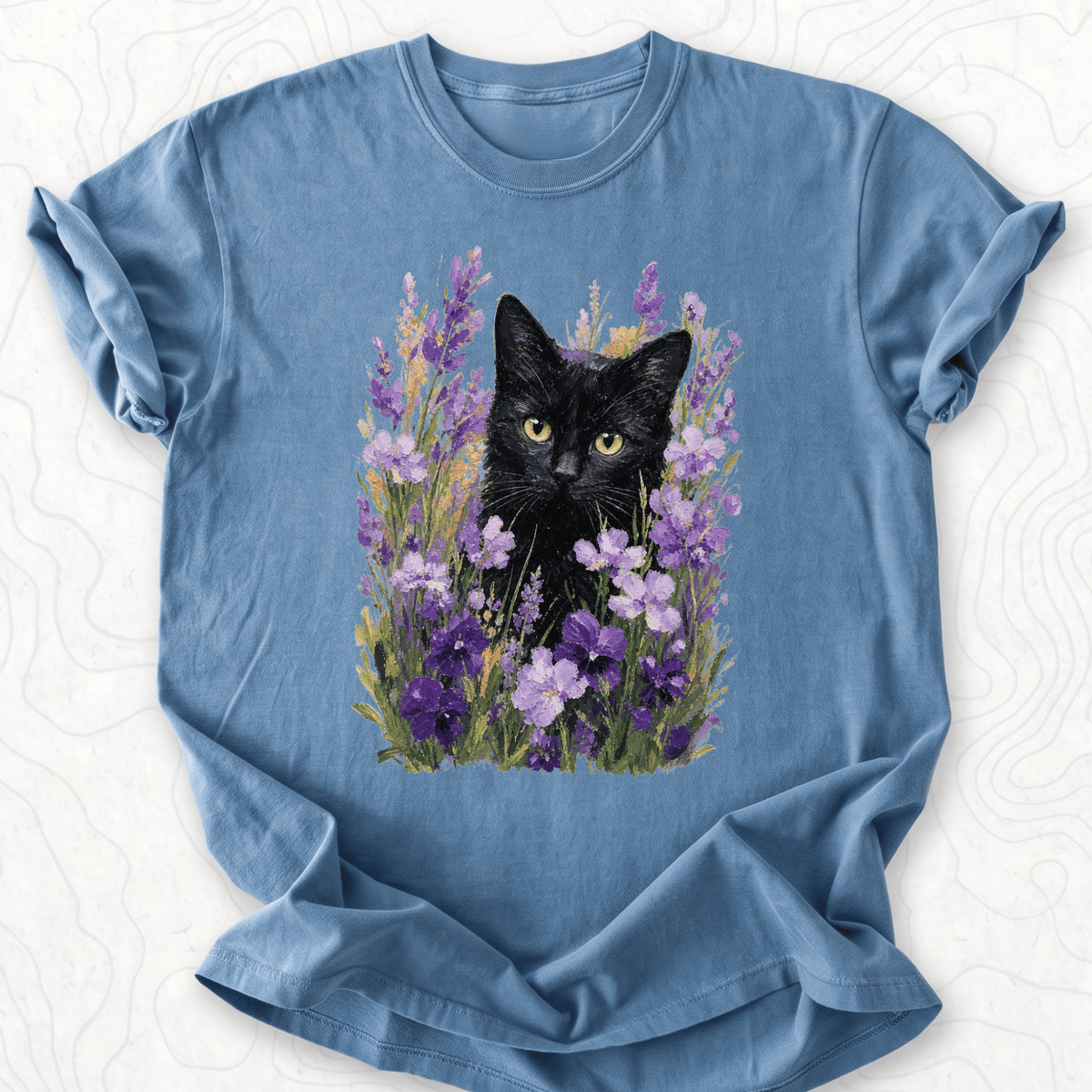 Floral Black Cat T-shirt