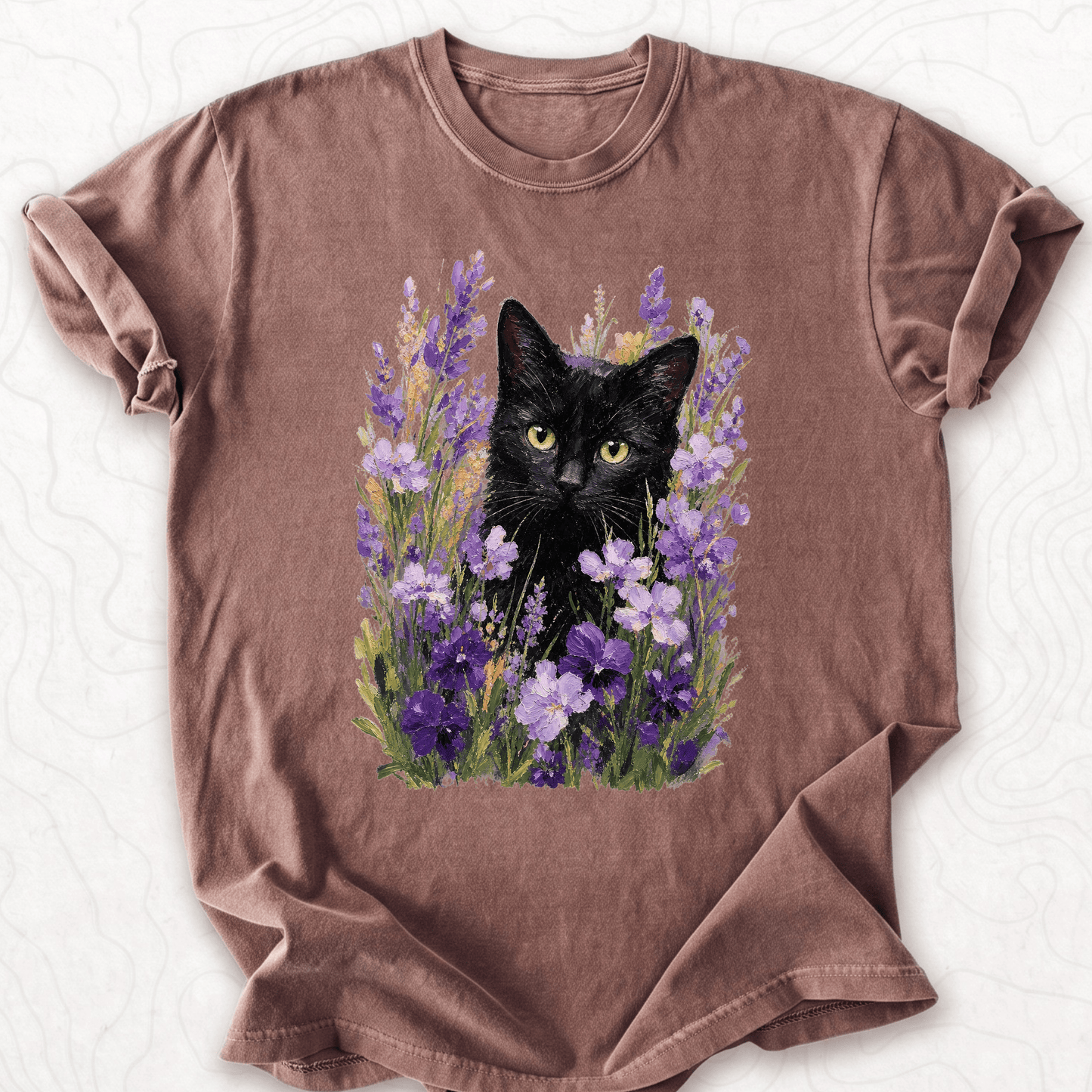 Floral Black Cat T-shirt