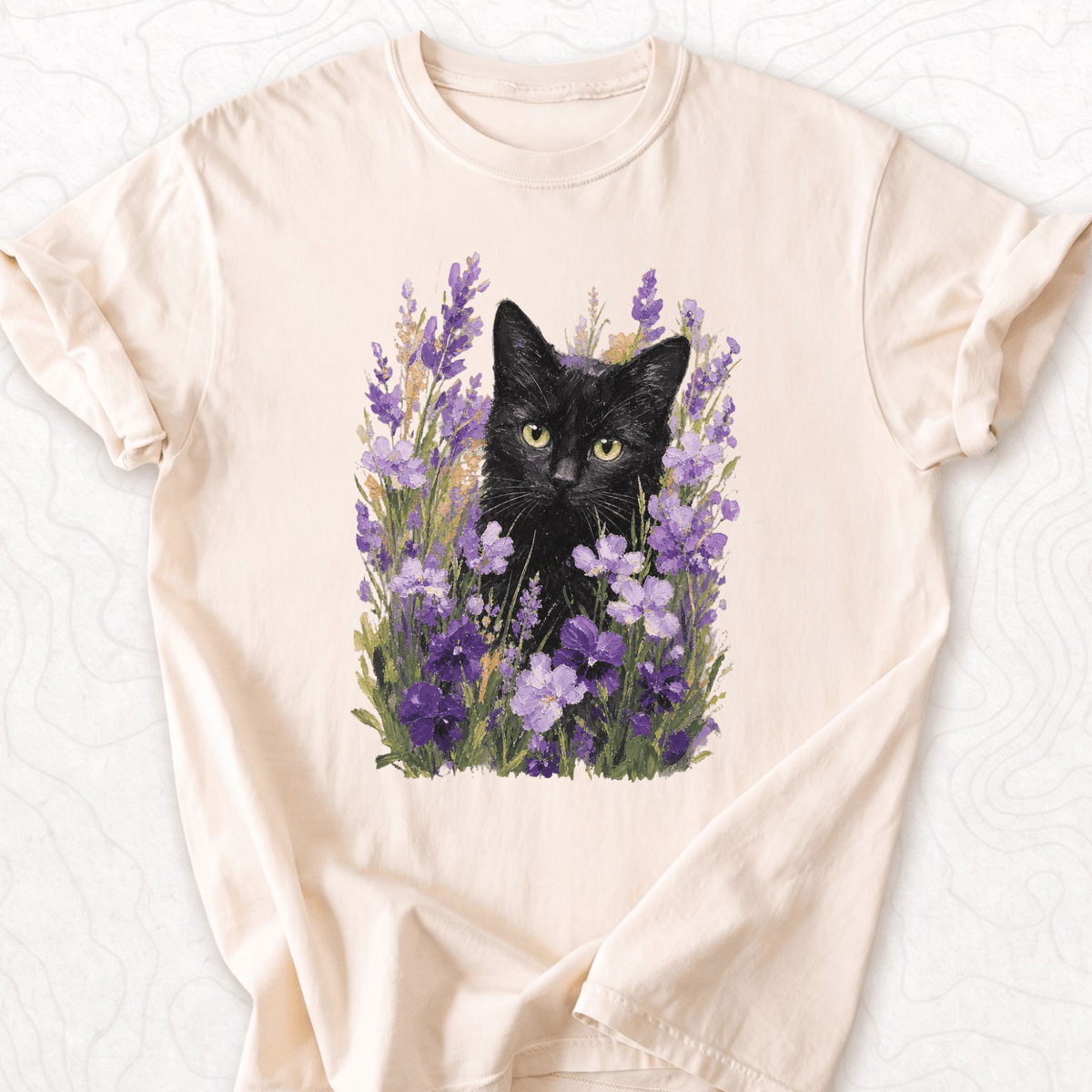 Floral Black Cat T-shirt