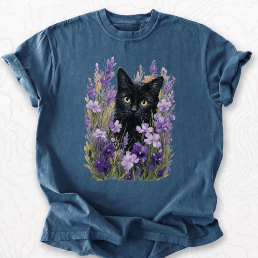 Floral Black Cat T-shirt
