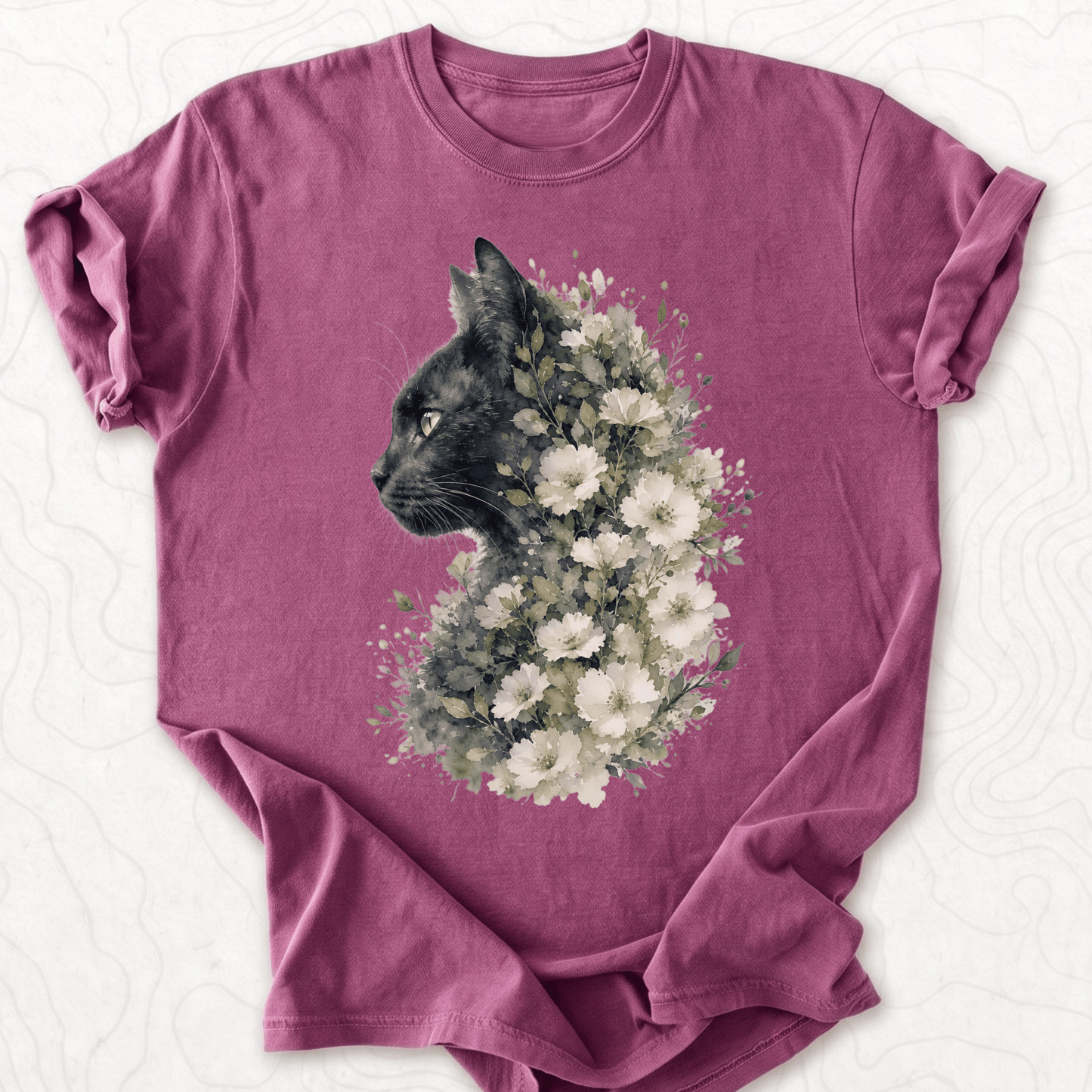 Floral Black Cat T-shirt