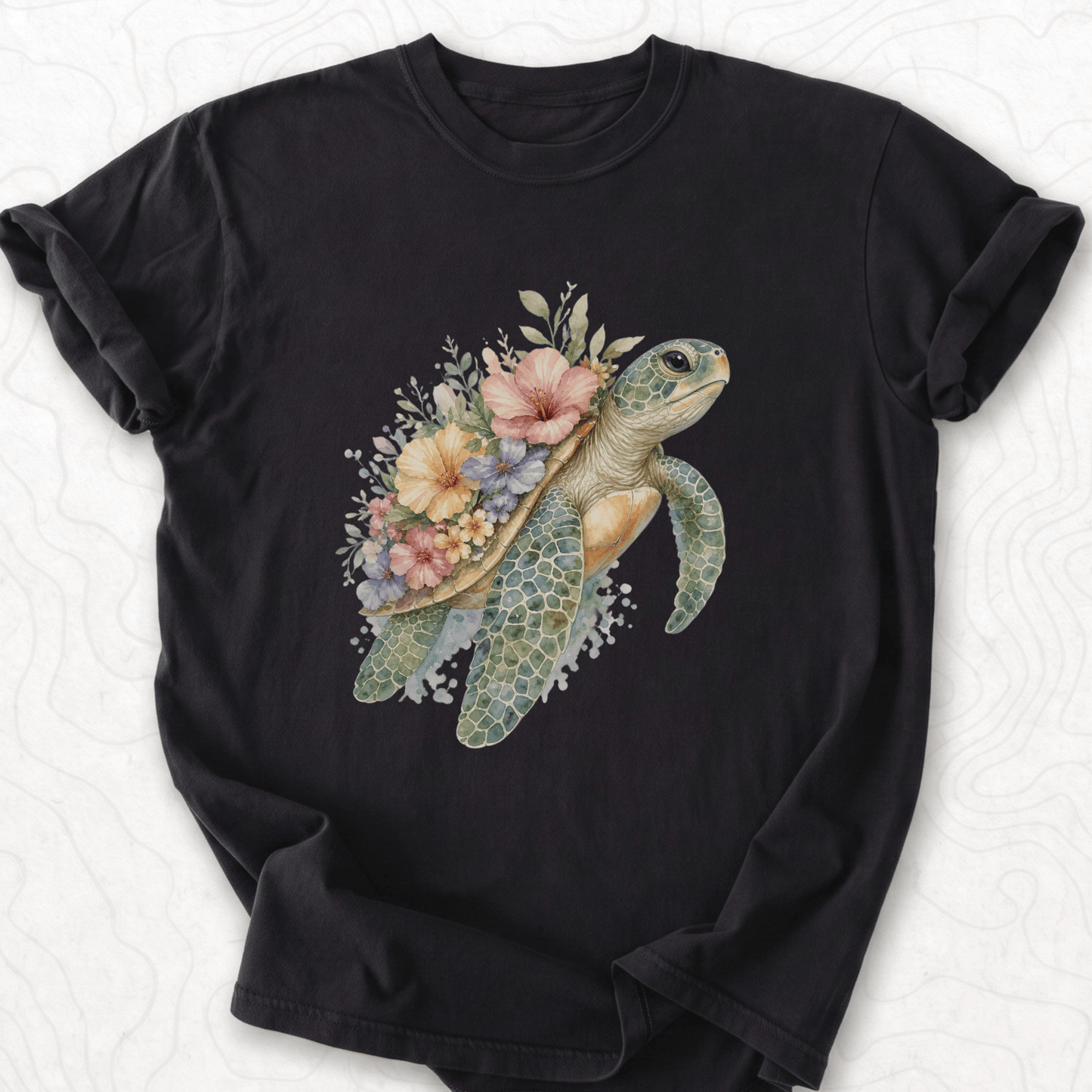 Floral Sea Turtle T-shirt
