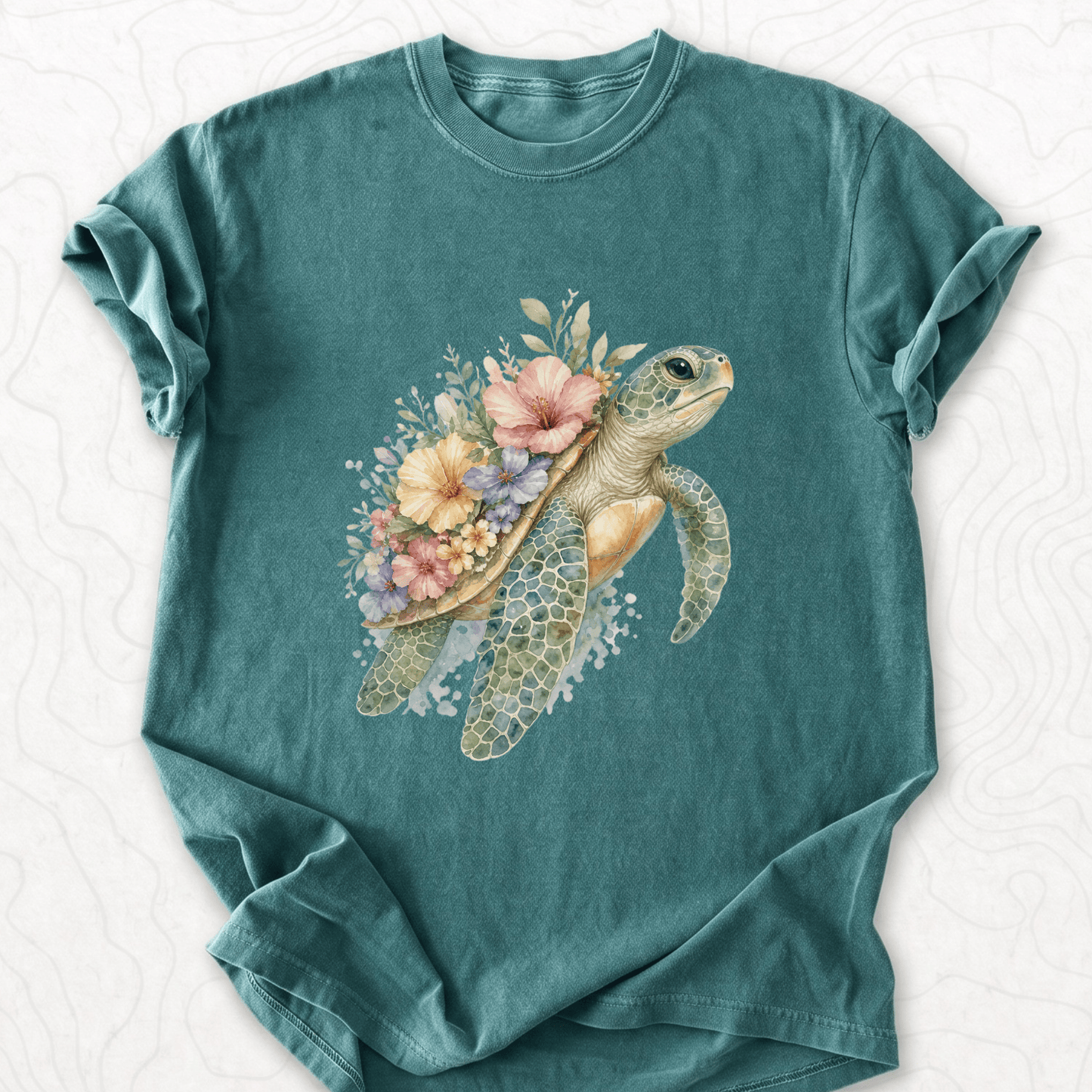 Floral Sea Turtle T-shirt