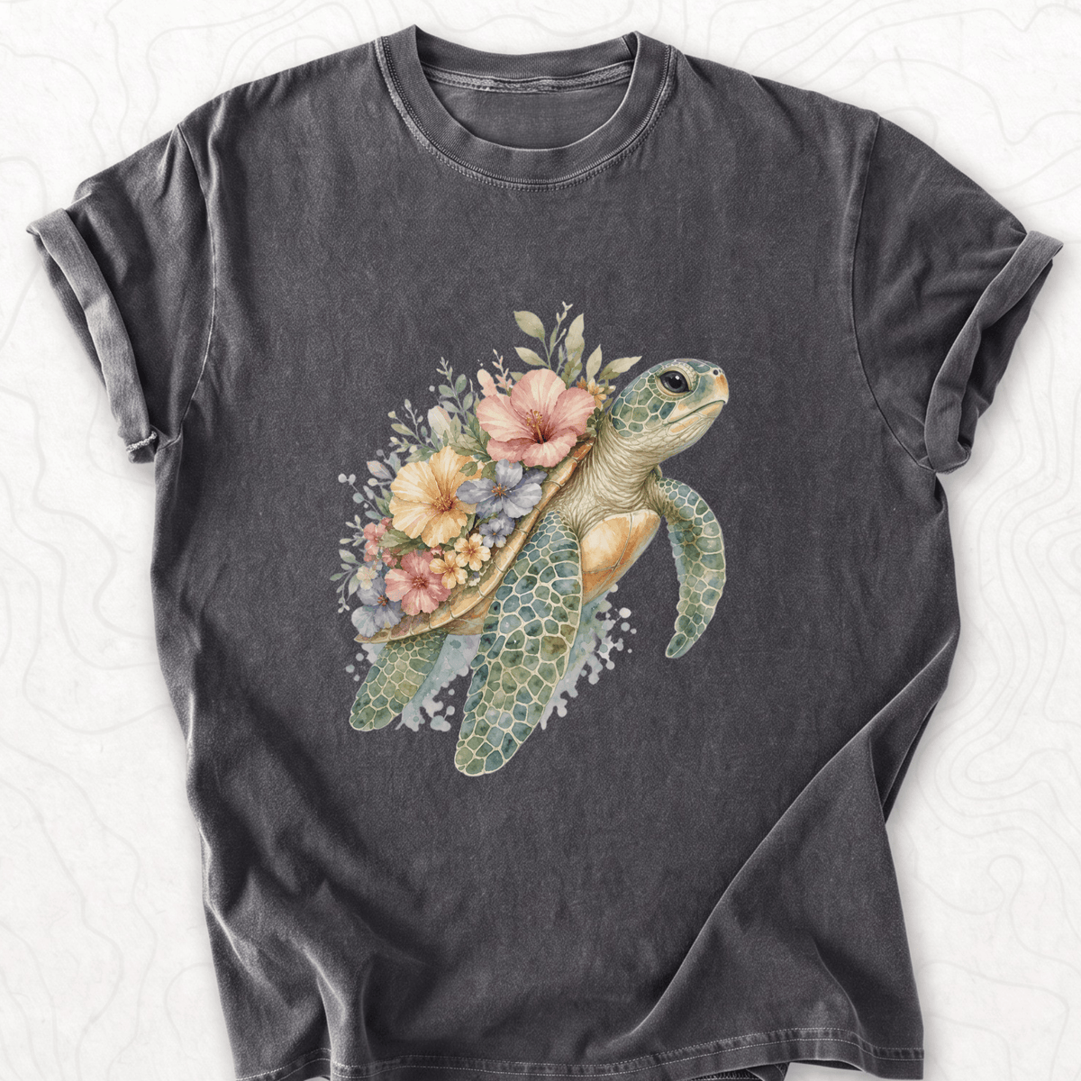Floral Sea Turtle T-shirt