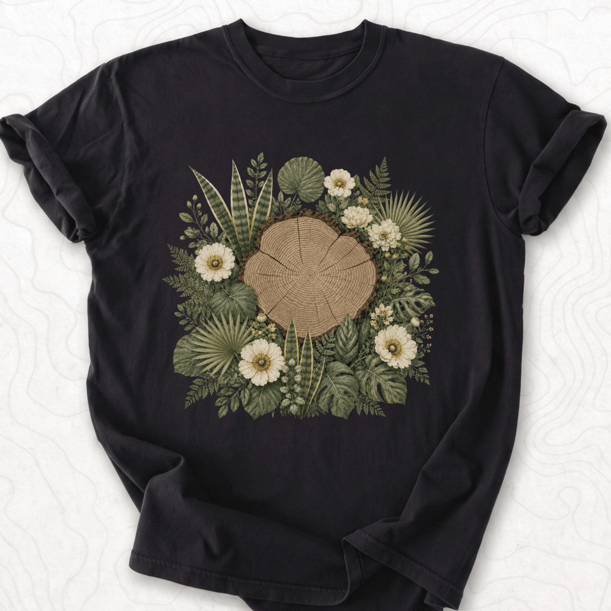 Floral Tree Stump T-shirt