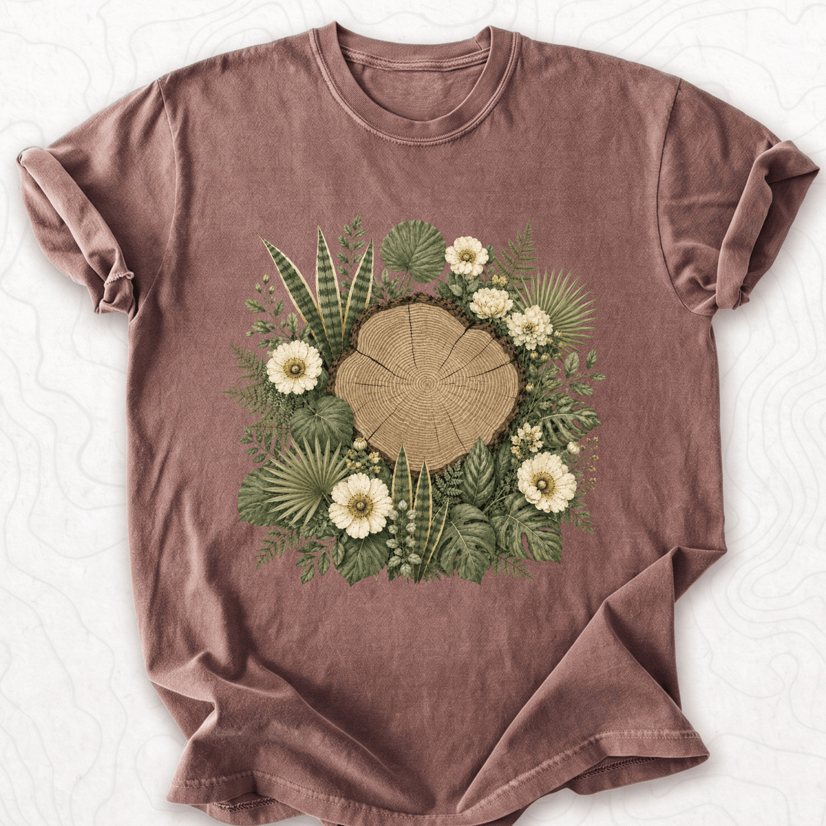 Floral Tree Stump T-shirt