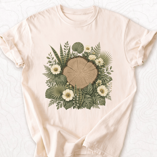 Floral Tree Stump T-shirt