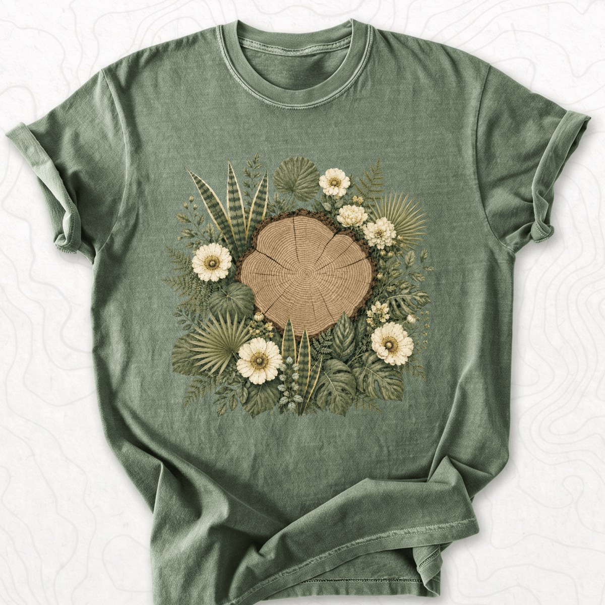 Floral Tree Stump T-shirt
