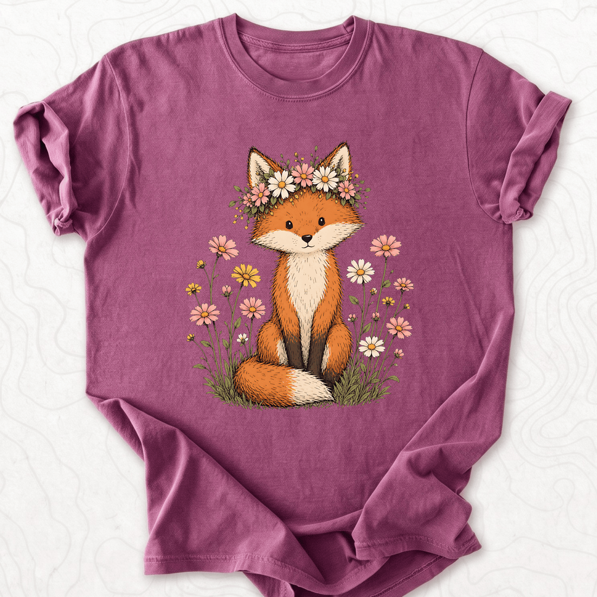 Flower Crown Fox T-shirt