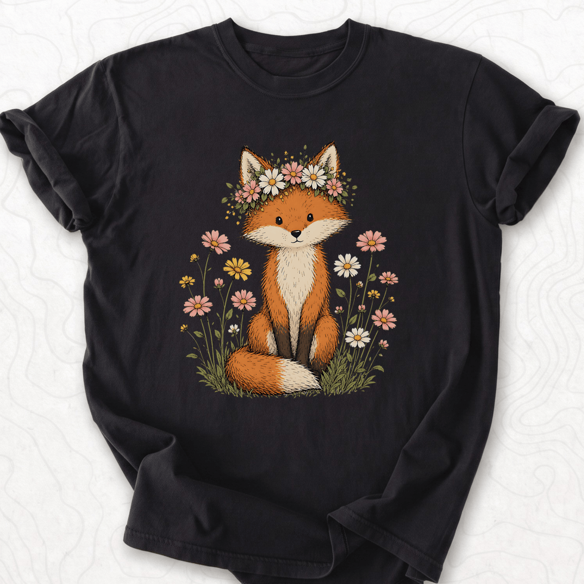 Flower Crown Fox T-shirt