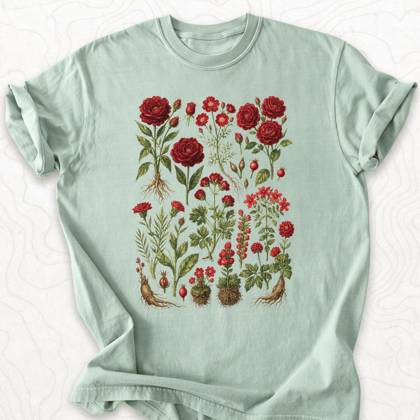 Red Roses Botanical T-shirt
