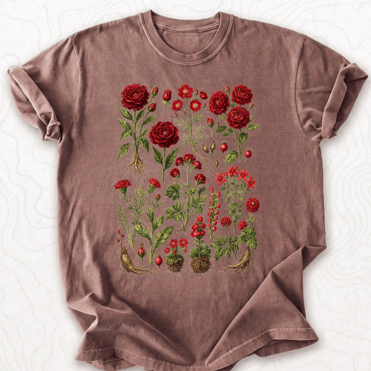 Red Roses Botanical T-shirt