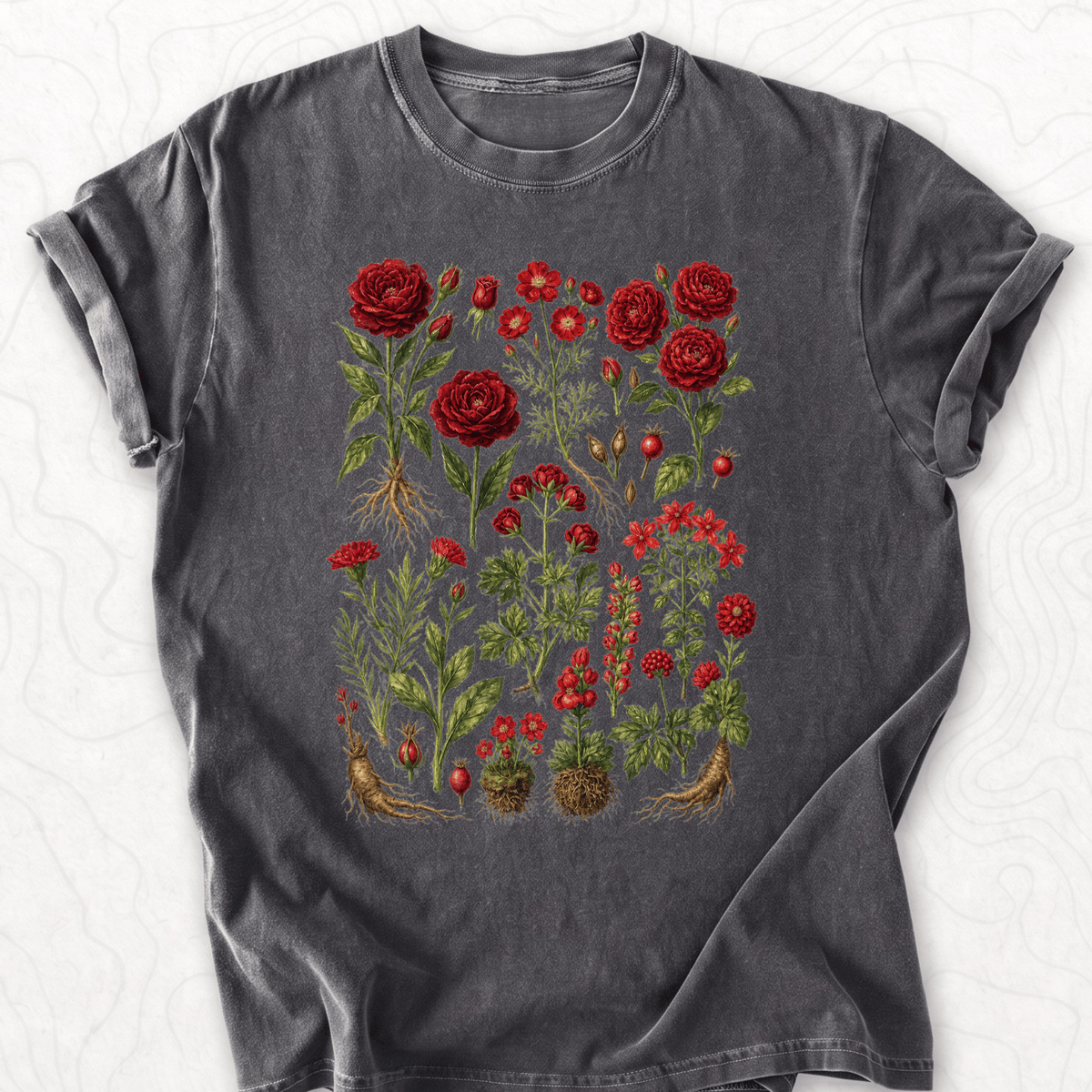 Red Roses Botanical T-shirt