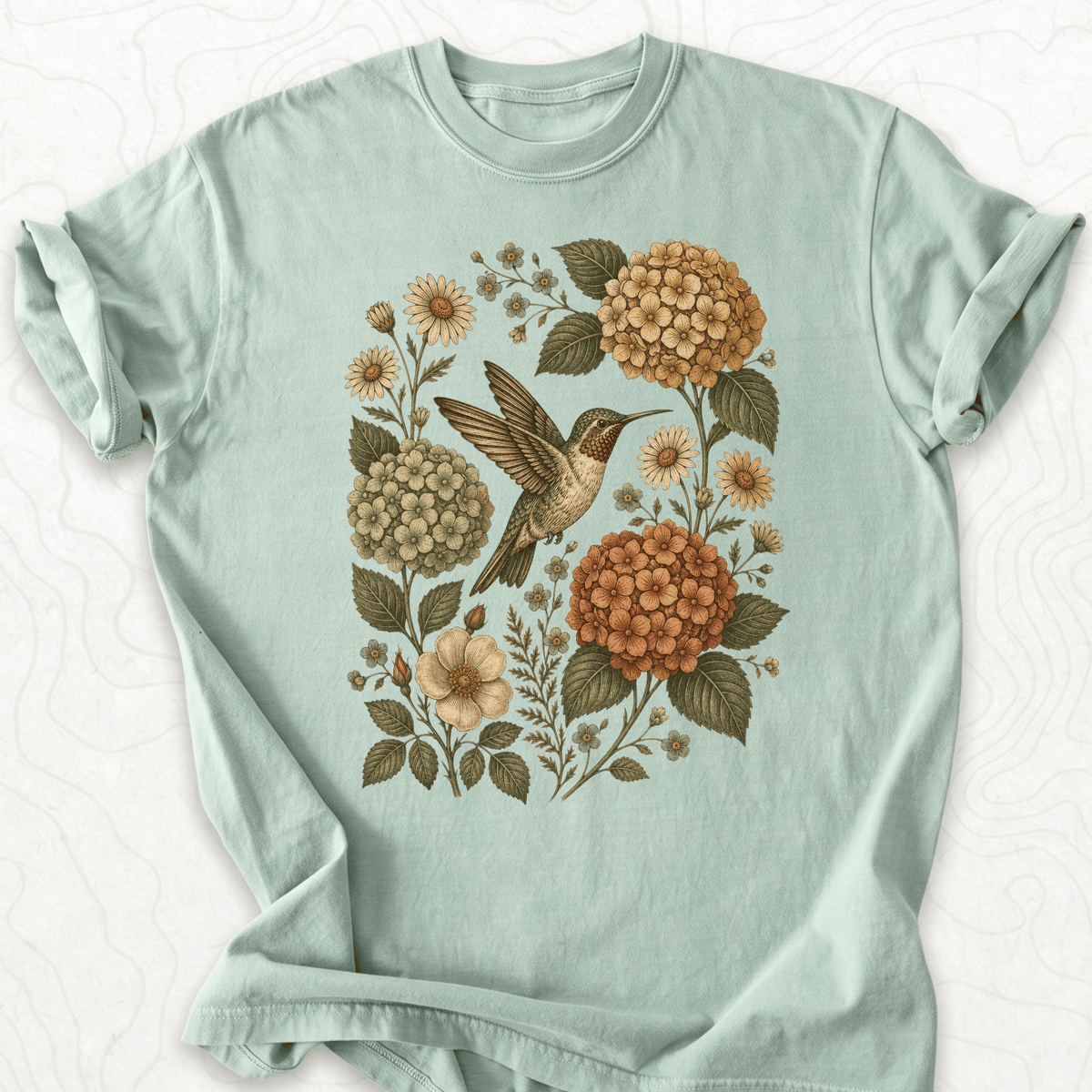 Vintage Hummingbird Floral T-shirt