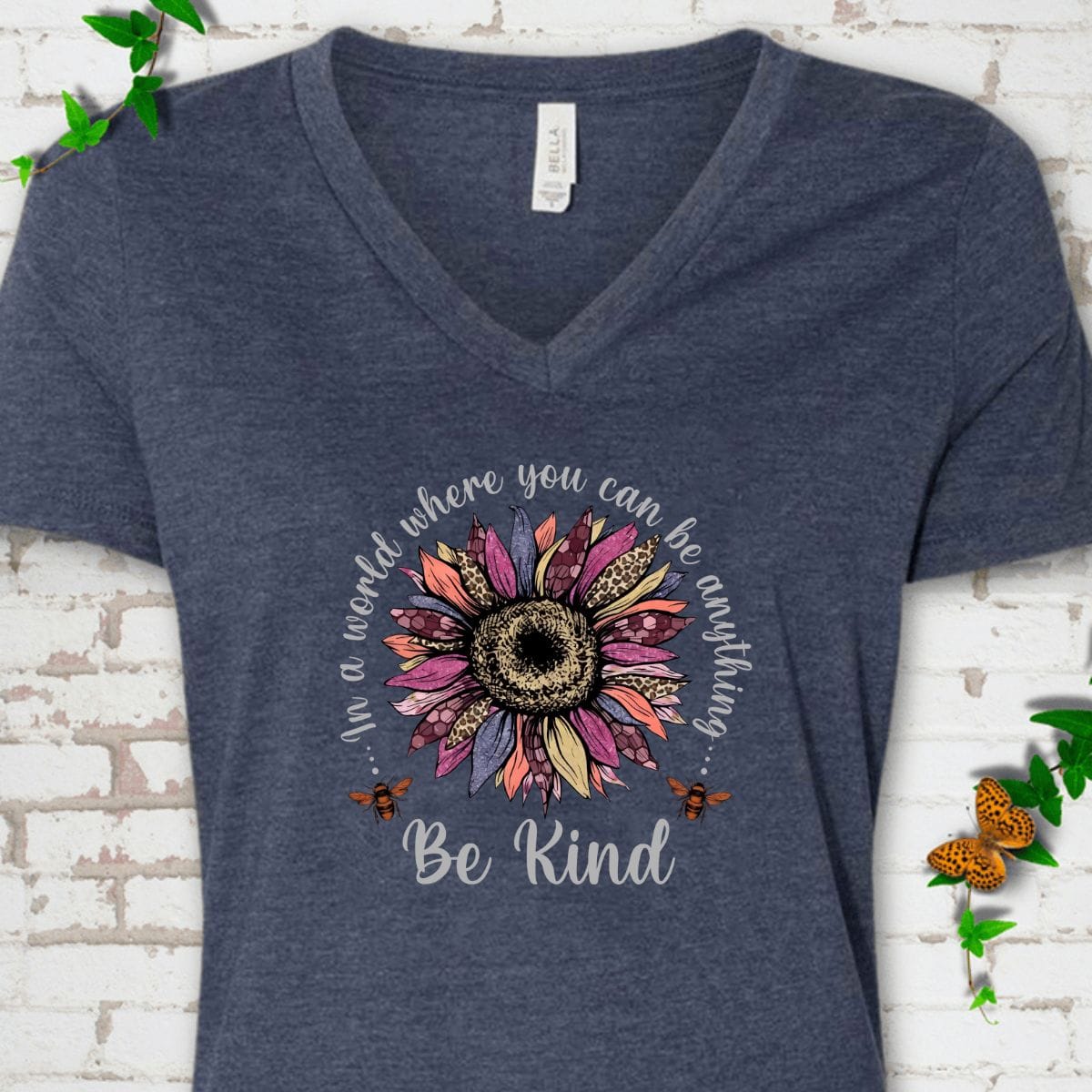 Be Kind Sunflower V-Neck T-Shirt