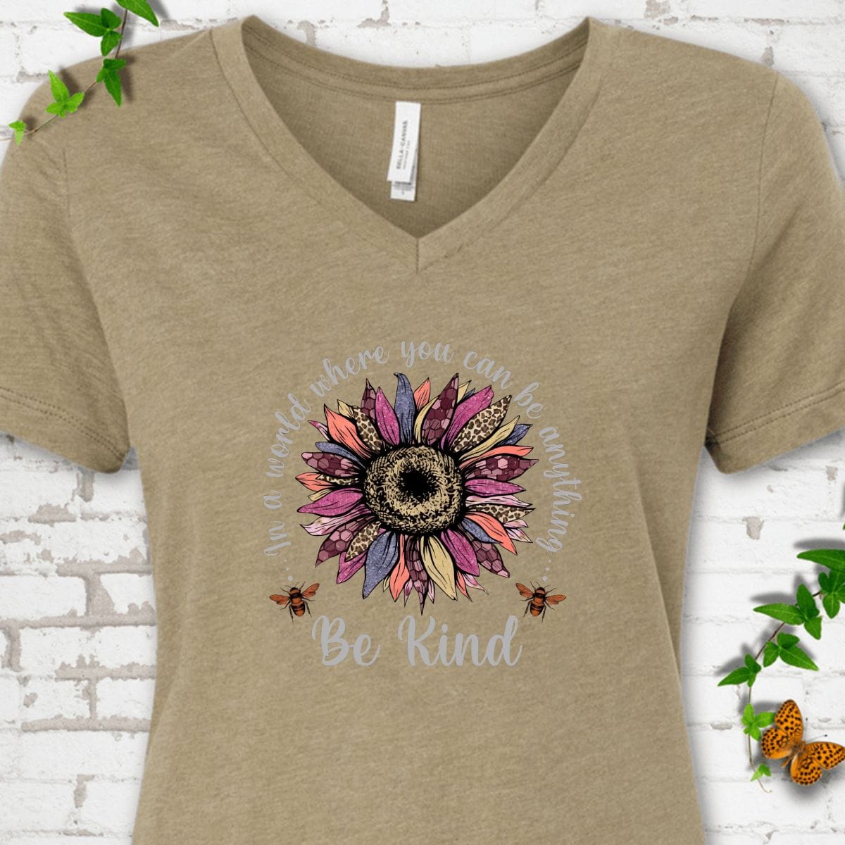 Be Kind Sunflower V-Neck T-Shirt
