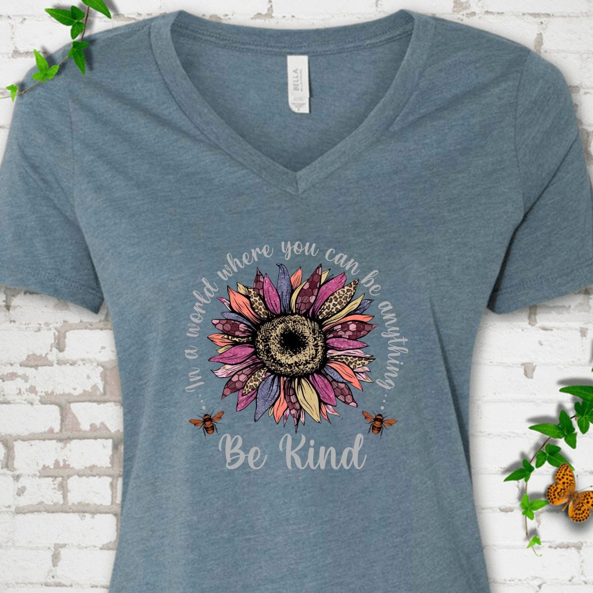 Be Kind Sunflower V-Neck T-Shirt