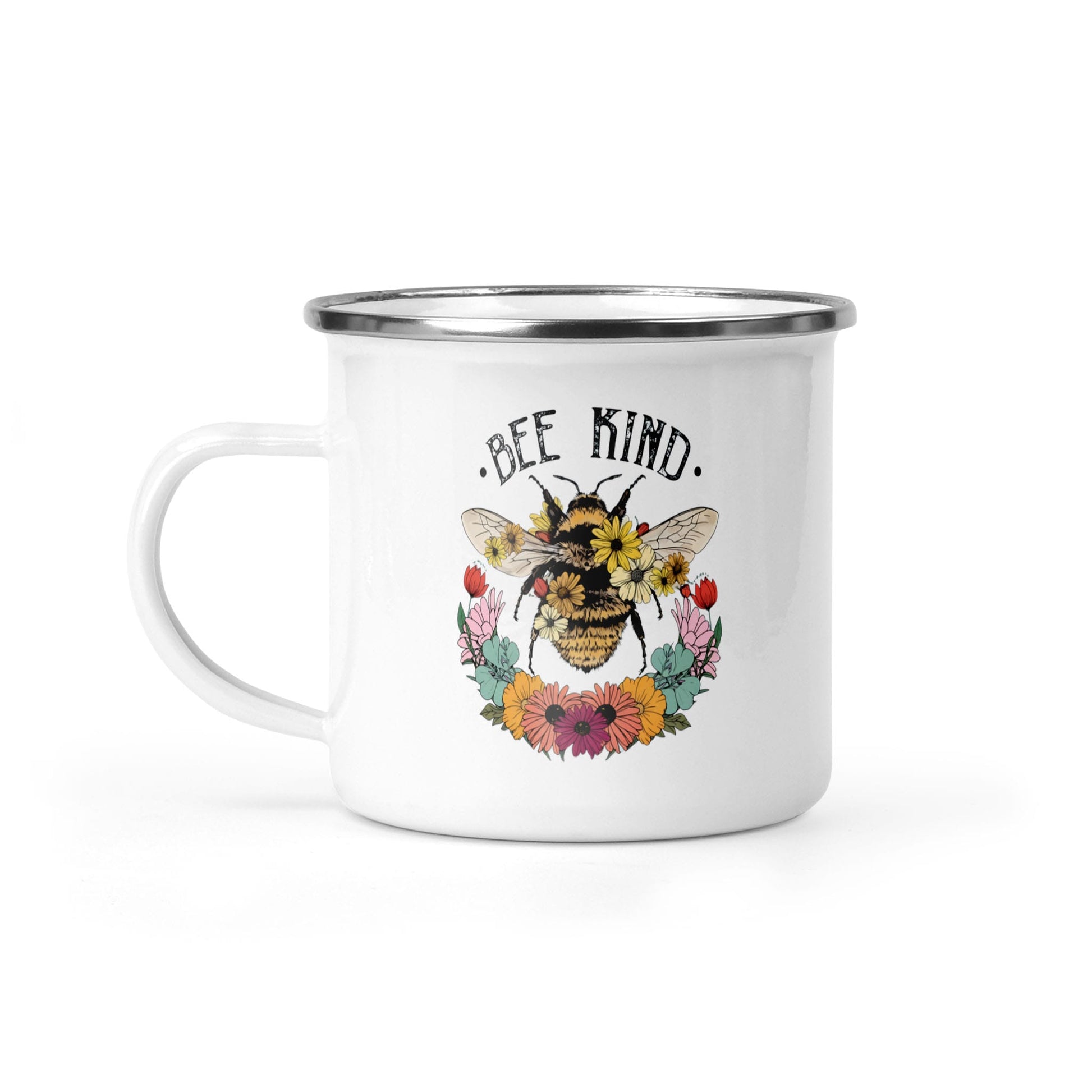 Bee Kind and Flowers - Camping Mug