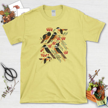 Bird Branch Red Berries T-Shirt