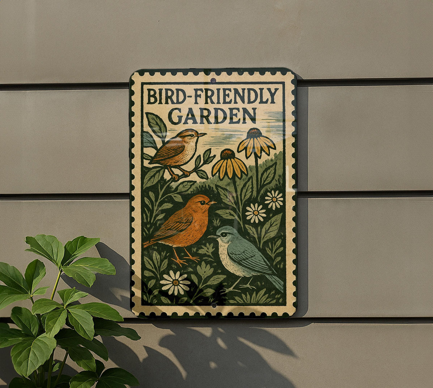 Bird-Friendly Garden Metal Sign