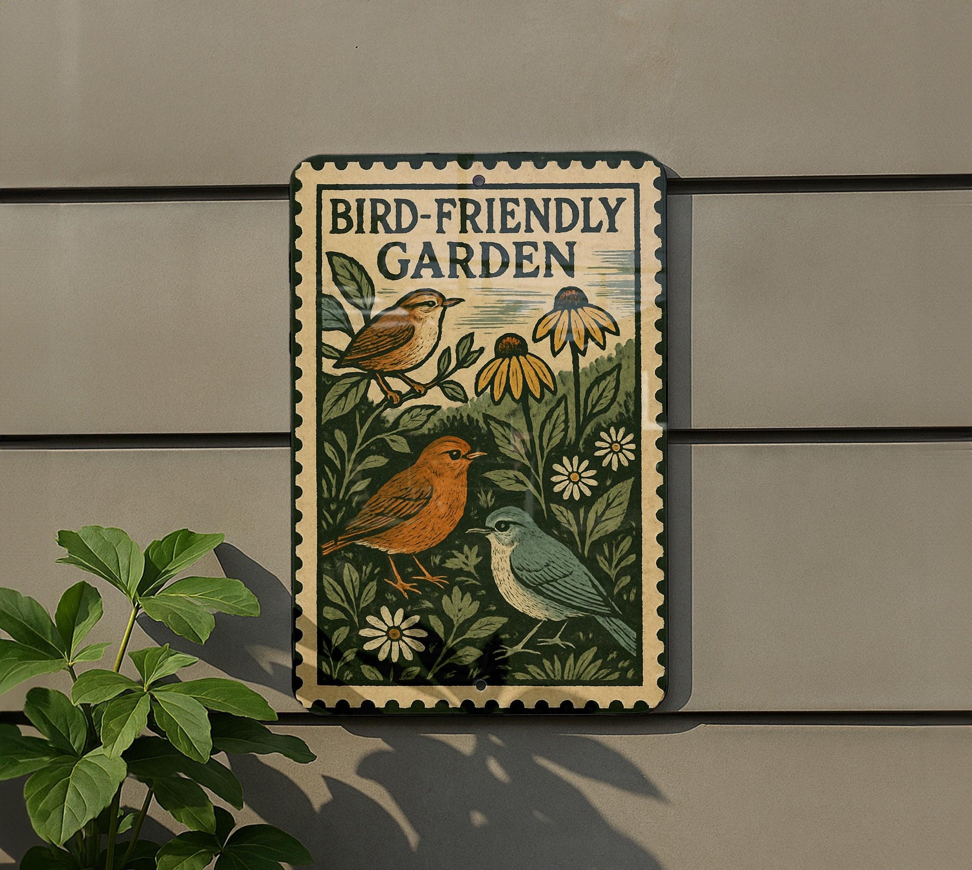 Bird-Friendly Garden Metal Sign