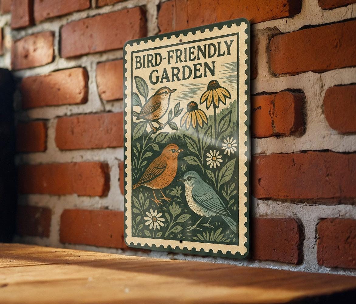 Bird-Friendly Garden Metal Sign