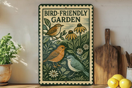 Bird-Friendly Garden Metal Sign
