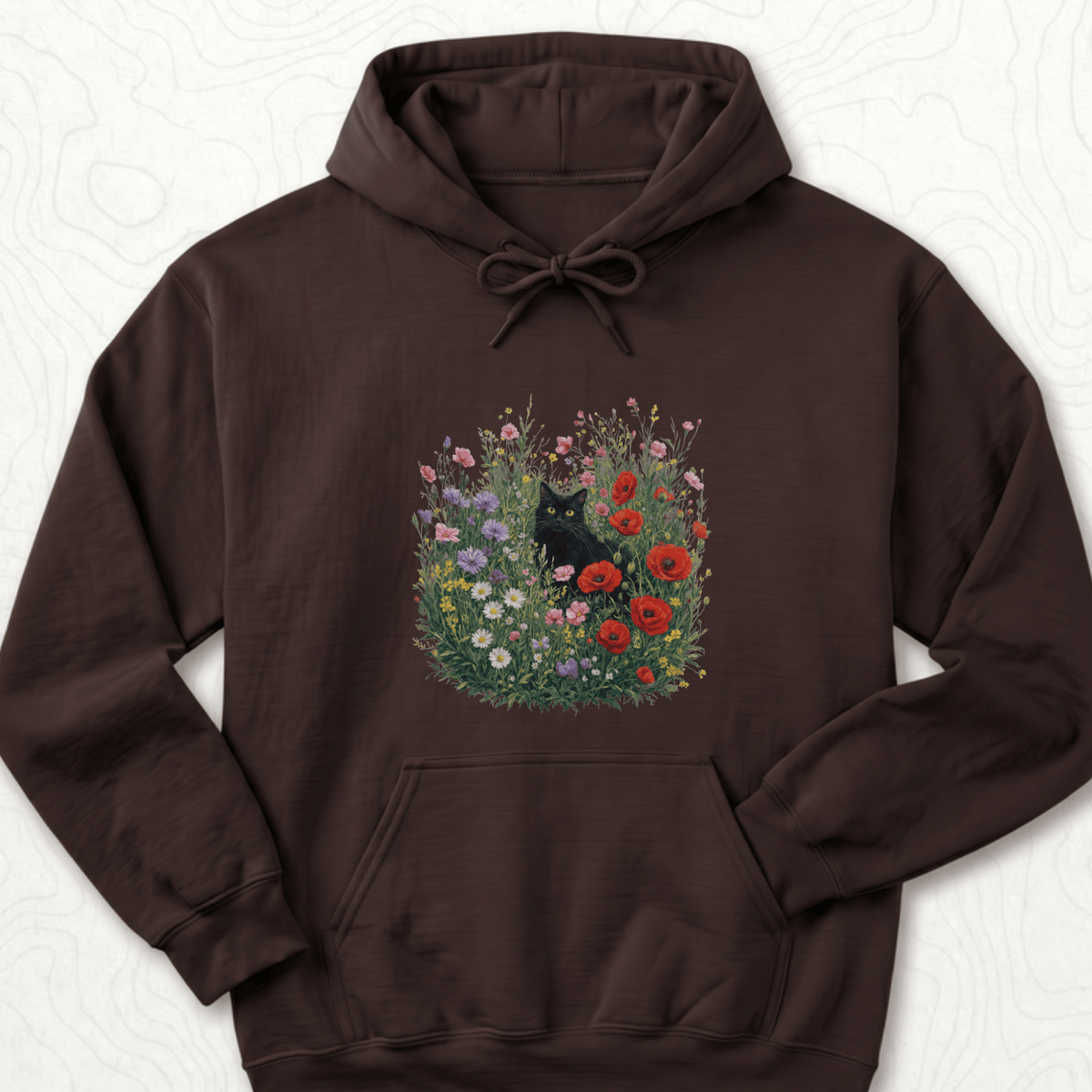 Black Cat Flowers Hoodie