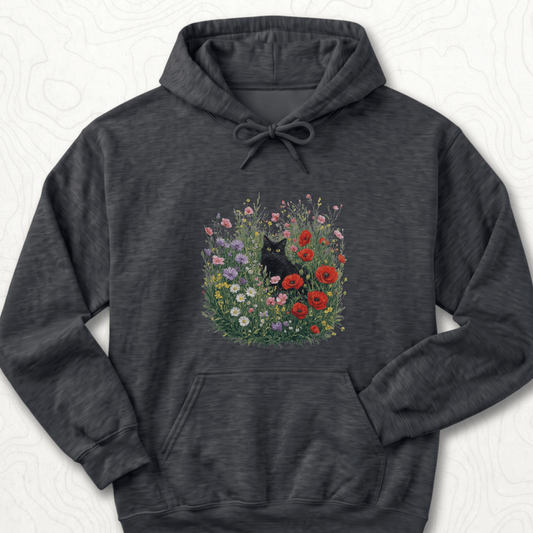 Black Cat Flowers Hoodie