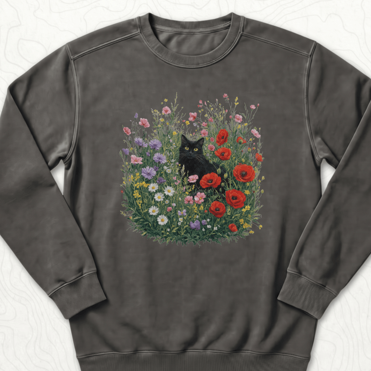 Black Cat Flowers Sweatshirt