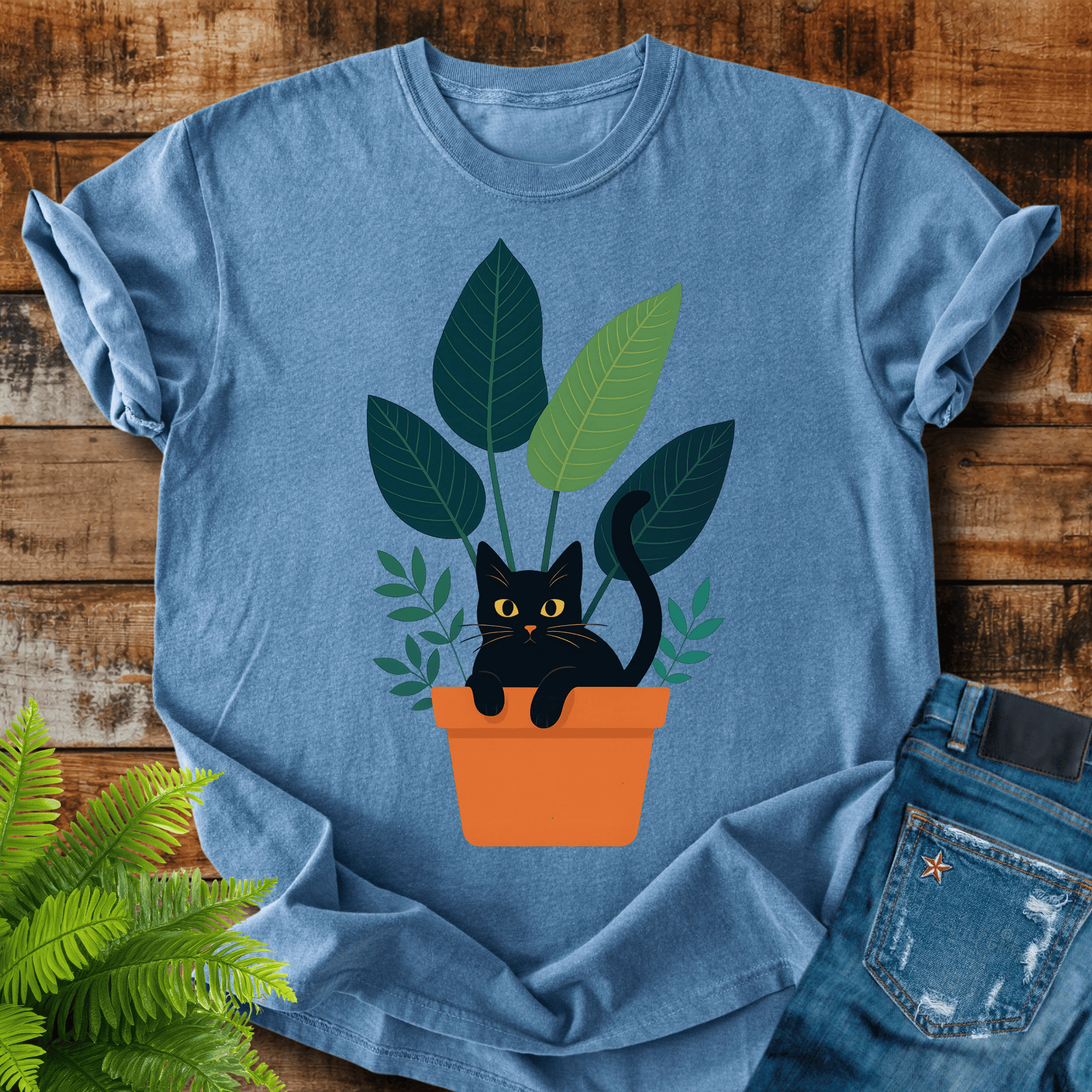 Black Cat Planter T-shirt