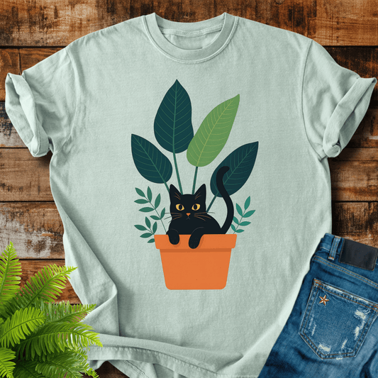 Black Cat Planter T-shirt