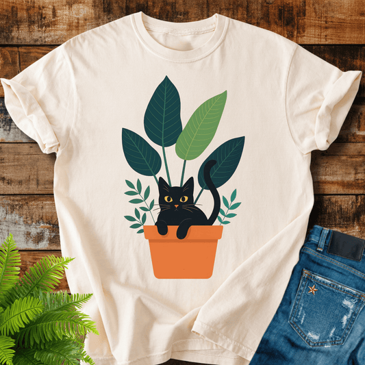 Black Cat Planter T-shirt