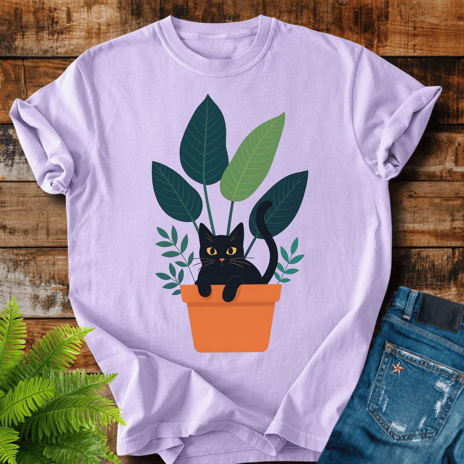 Black Cat Planter T-shirt