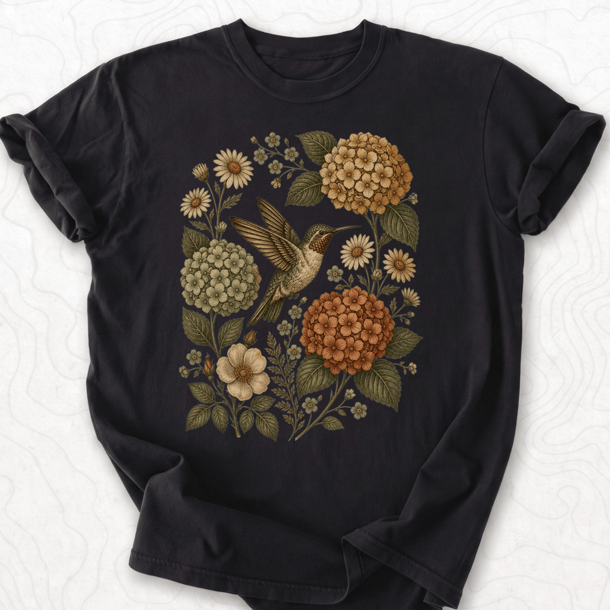Vintage Hummingbird Floral T-shirt
