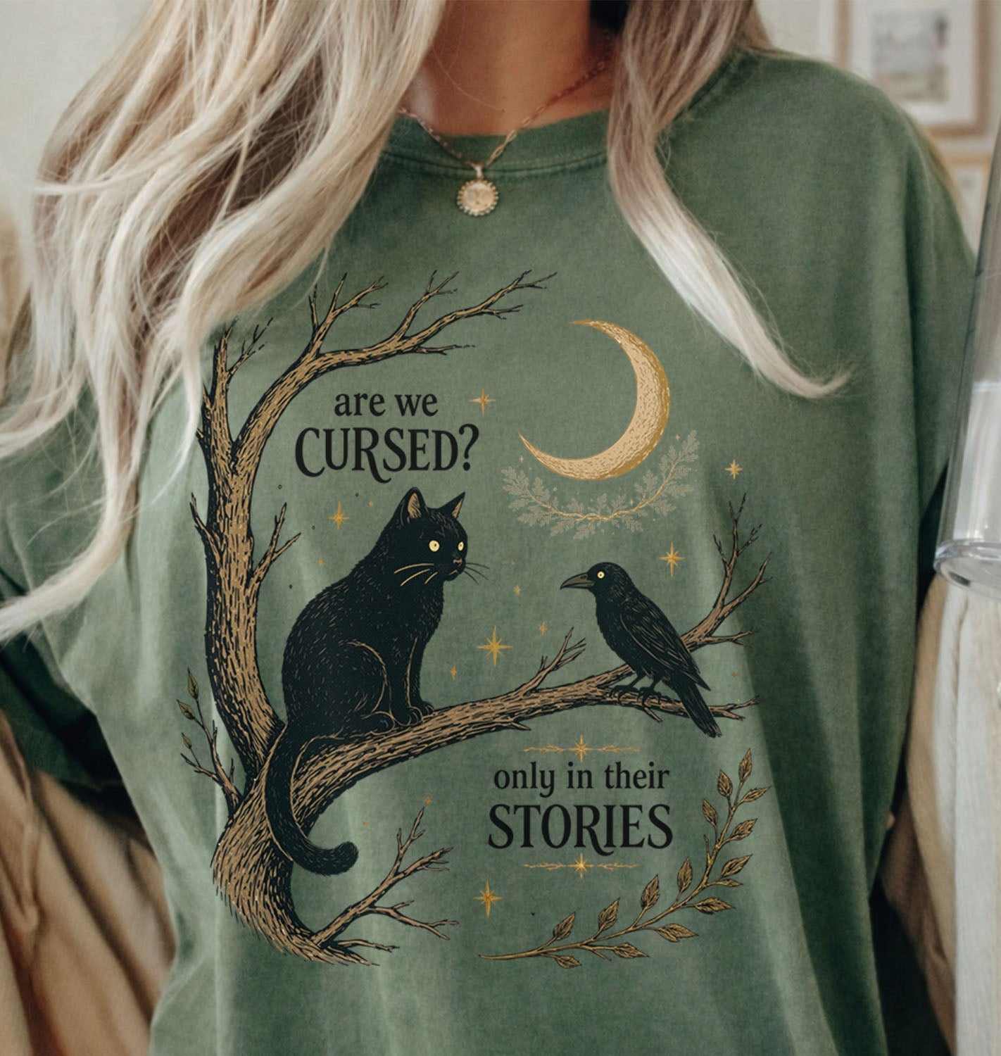 Are We Cursed Black Cat Raven T-Shirt