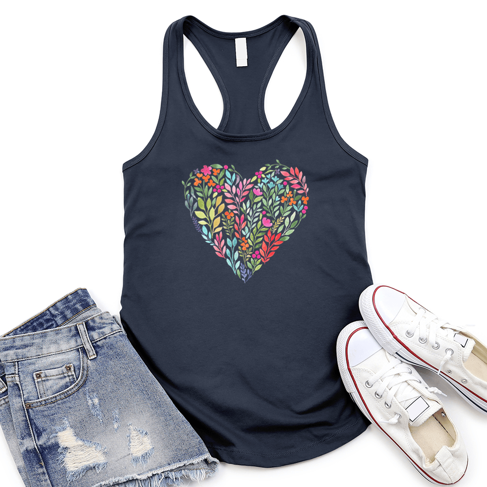 Bright Flower Heart Women's Racerback Tank Top