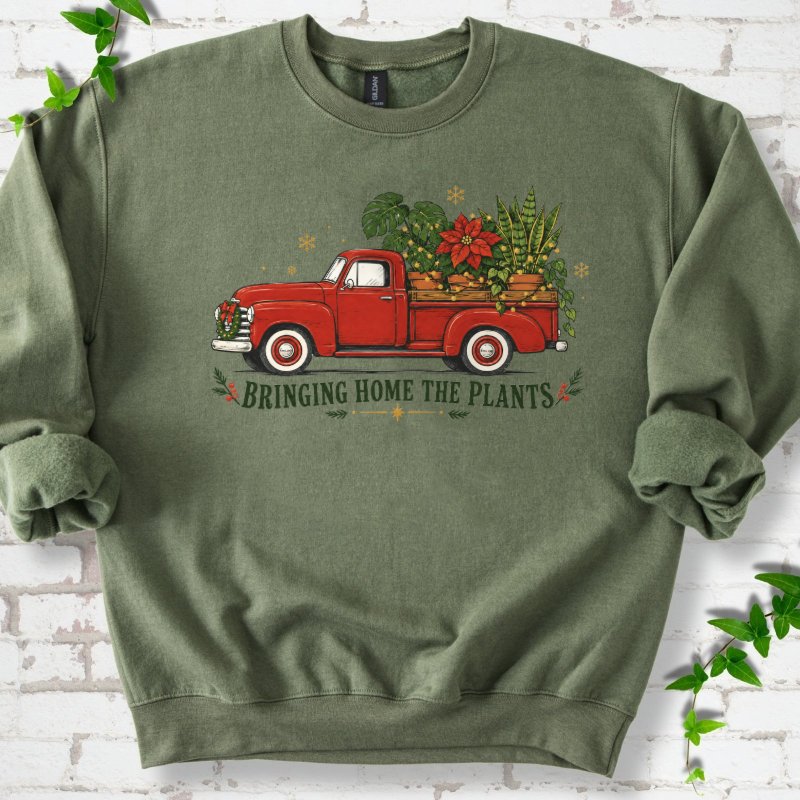 Bringing Home The Plants Sweatshirt in Military Green – PlotlyGarden
