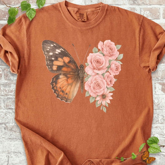 Butterfly and Flowers T-Shirt