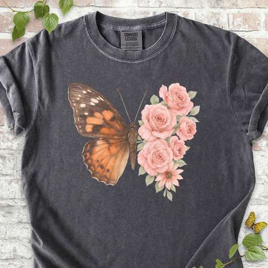 Butterfly and Flowers T-Shirt