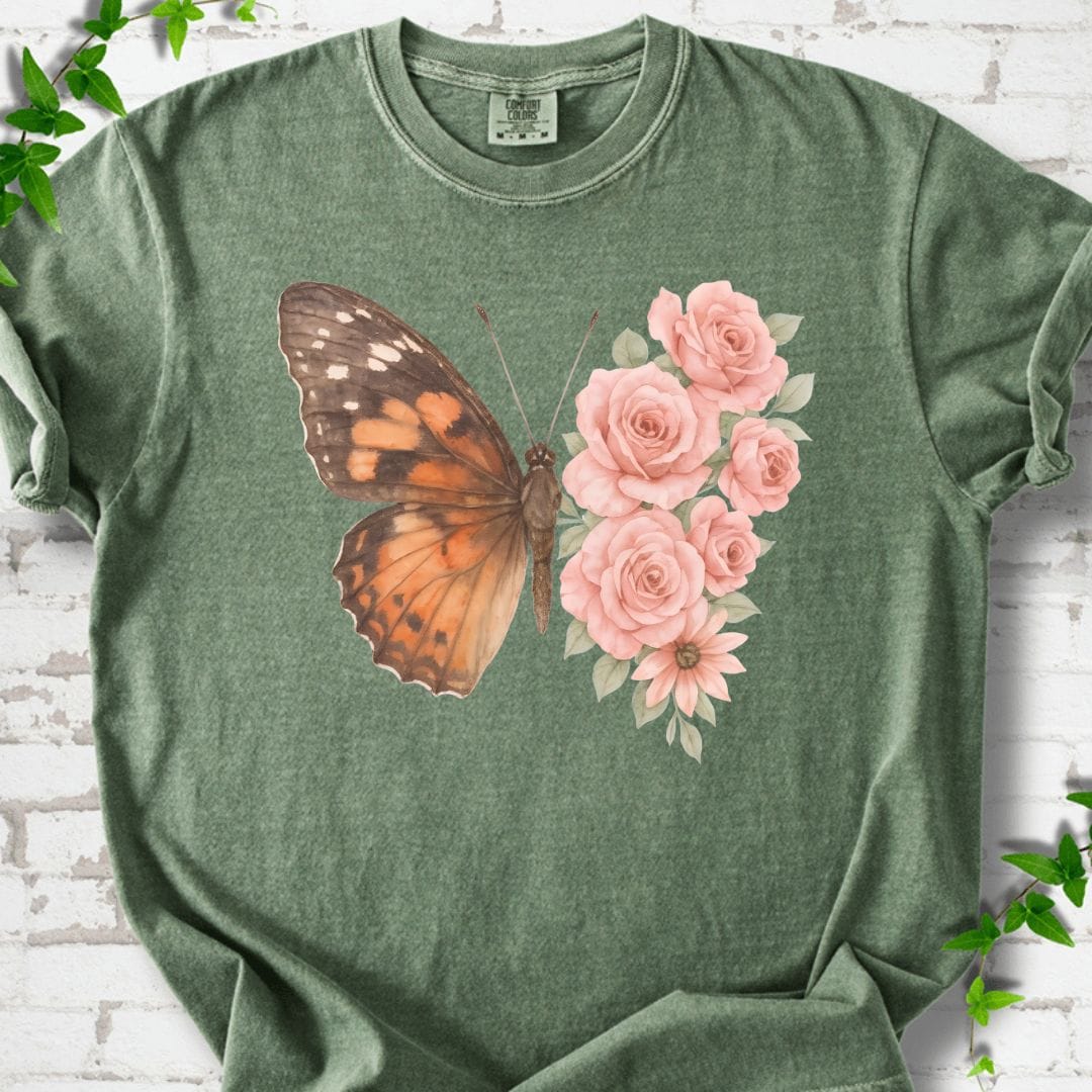 Butterfly and Flowers T-Shirt
