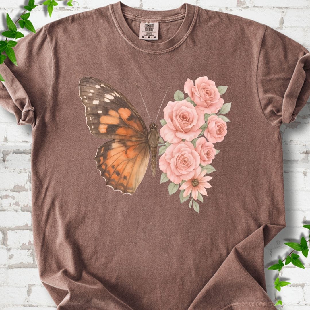 Butterfly and Flowers T-Shirt