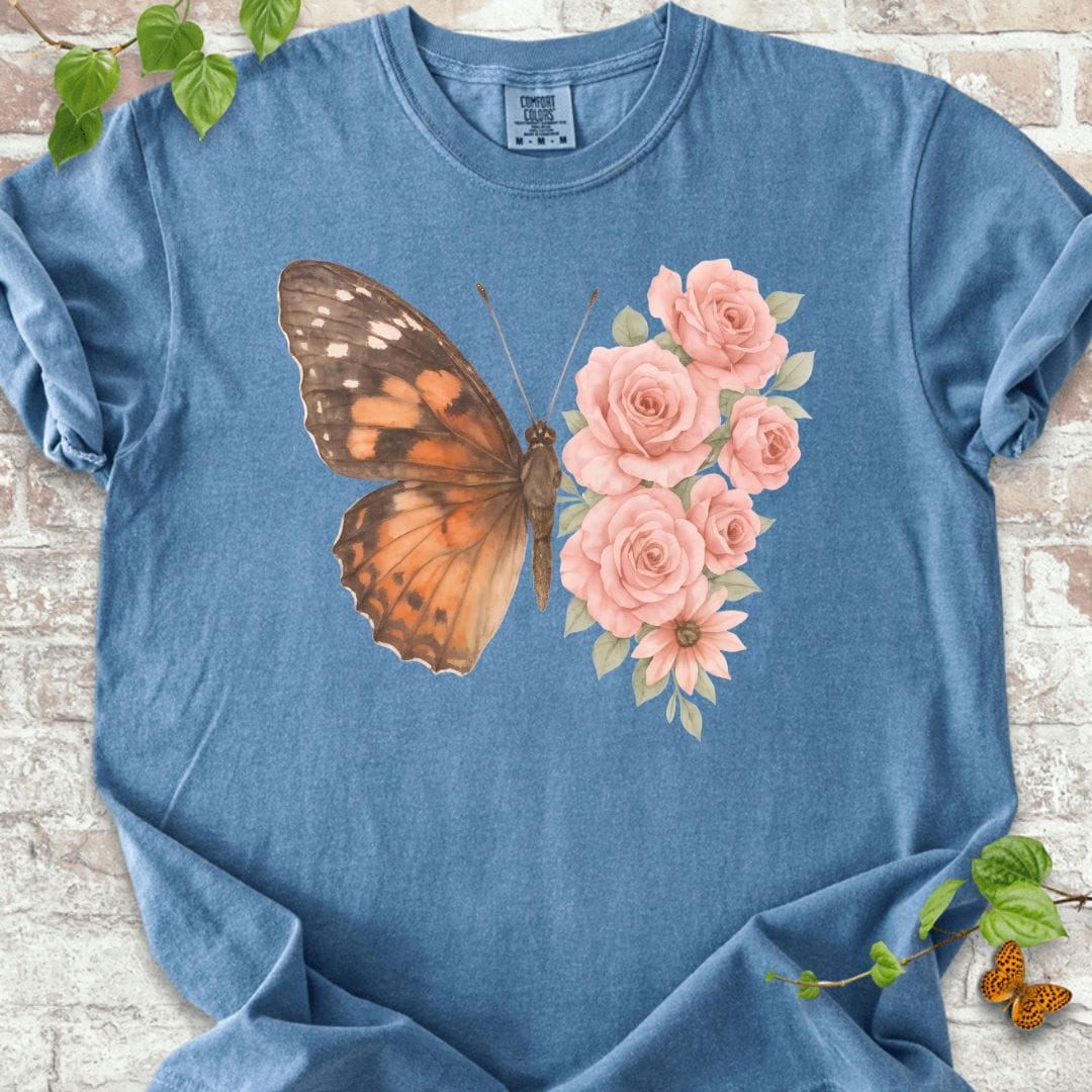 Butterfly and Flowers T-Shirt