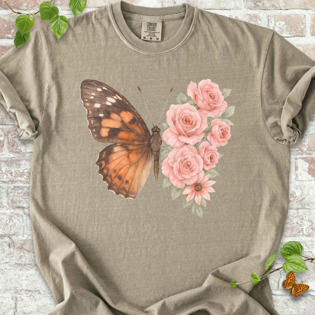 Butterfly and Flowers T-Shirt