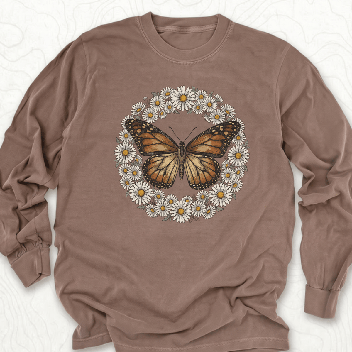 Butterfly Daisy Wreath LS T-shirt