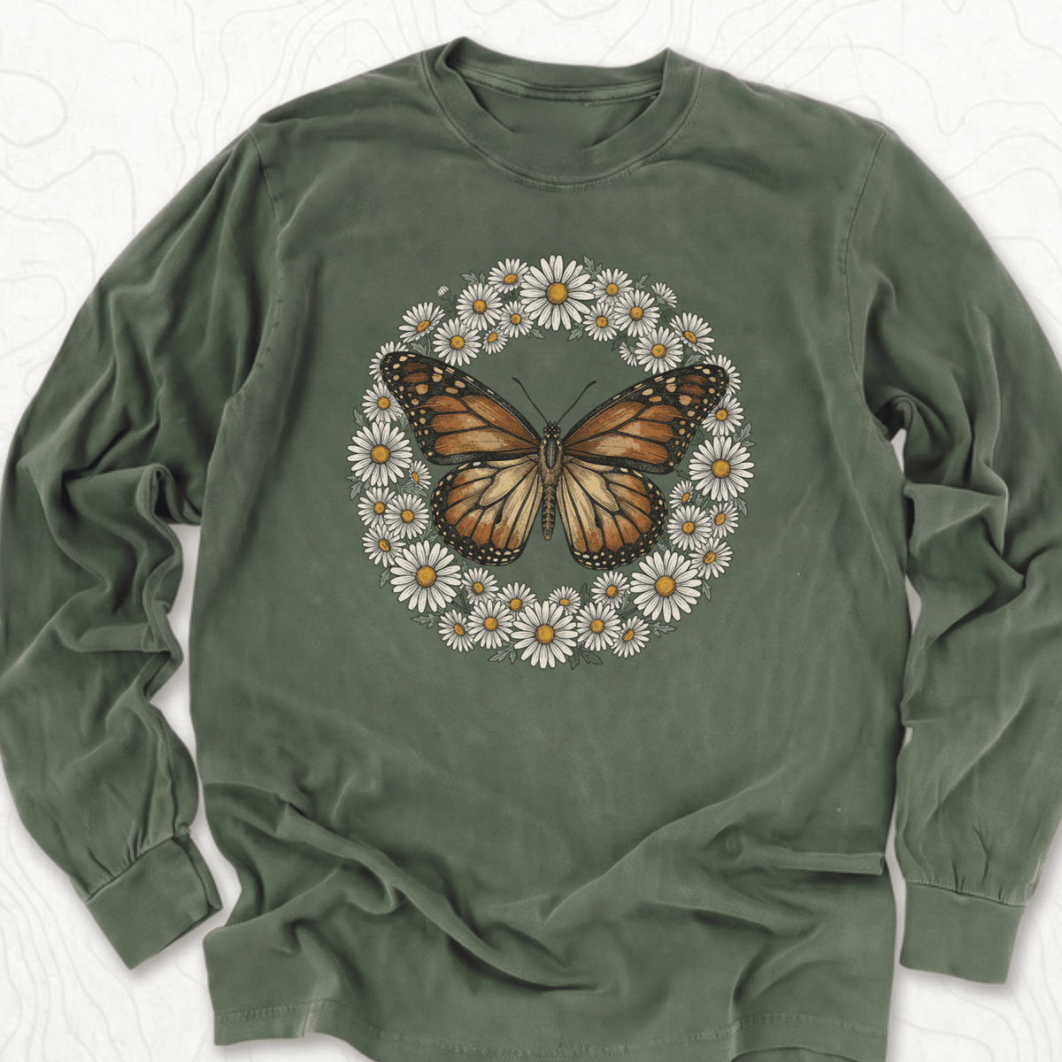 Butterfly Daisy Wreath LS T-shirt