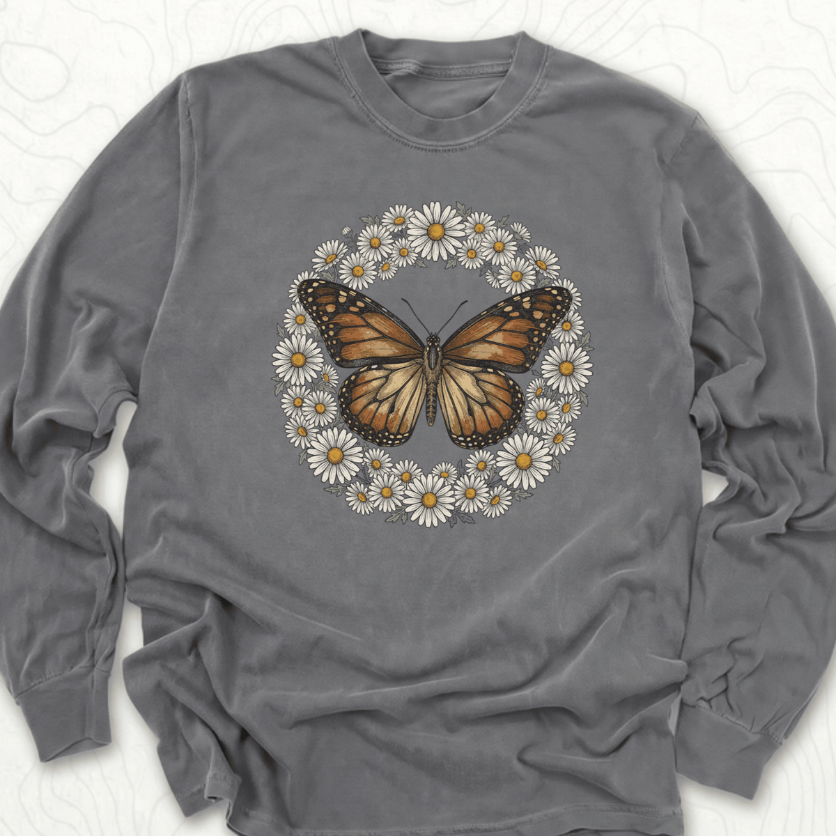 Butterfly Daisy Wreath LS T-shirt